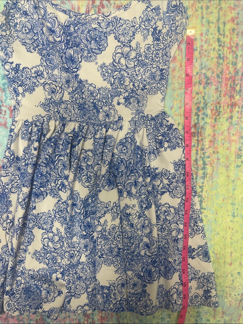 💙Vintage American Apparel White Mini Dress with Blue Floral Print💙 - Picture 14 of 16